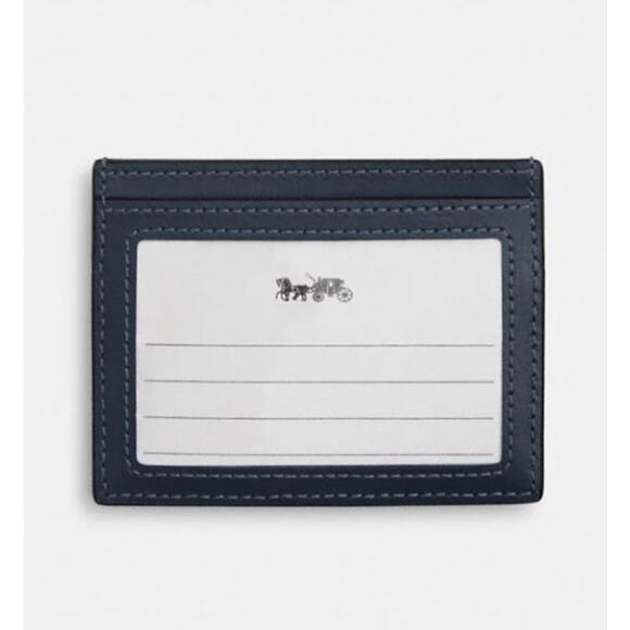 COACH Slim Id Card Case With Quilting (Silver/Denim) NWT - Picture 2 of 2